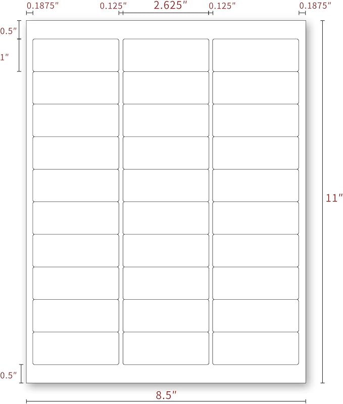 KKBESTPACK 30 Up Shipping Address Labels – 1” x 2-5/8” Self-Adhesive Barcode FNSKU Stickers for Inkjet and Laser Printer (500 Sheets / 15000 Labels)