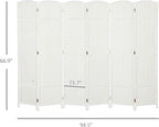 HOMCOM Room Divider, 6 Panel Folding Privacy Screen, 5.6' Tall Freestanding Wall Partition for Home Office, Bedroom, White