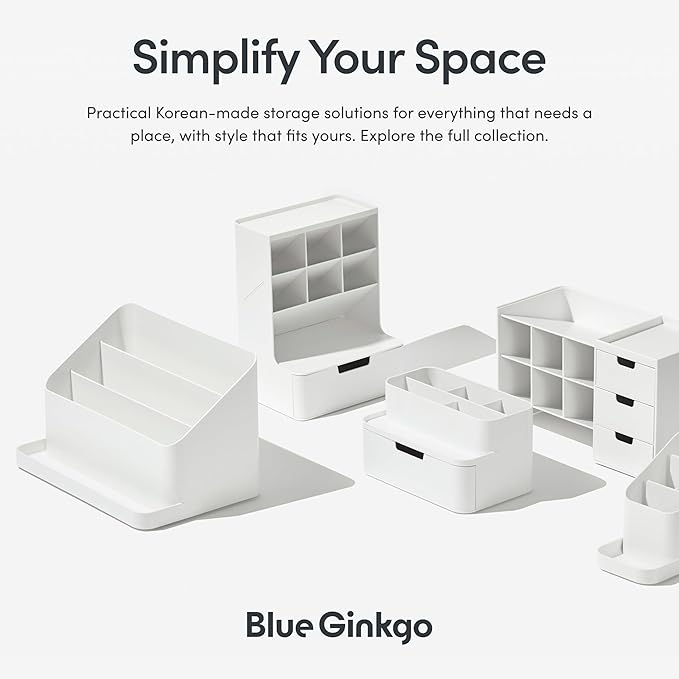 BLUE GINKGO Desk Holder – Korean-Made Office Organizer for Pencils, Pens, Notes, and Desk Supplies (Green)