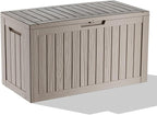 EasyUp 90 Gallon Deck Boxes Waterproof, Outdoor Large Storage Boxes with Lids, Outside Resin Storage Box & Deck Boxes for Patio, Garden Use(Gray)