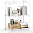 M MZG 450 lbs Wire Storage Shelving 3-Tier Utility Shelving Unit Steel Organizer Wire Rack for Home,Kitchen,Office,White (11.8" D x 17.7" W x 26.4" H)