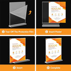 Enayplon Acrylic Sign Holder 8.5 x 11, Double Sided Sign Holder Stand, Plastic 12 Pack Table Paper Stand, Vertical Menu Flyer Stand, T Shape Table Flyer Holder
