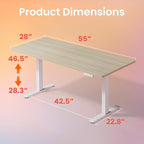 HUANUO 55 x 28 inch Electric Standing Desk Adjustable Height, 4 Memory Height Settings, Sit Stand Up Desk for Home Office & Computer Workstation, Light Walnut