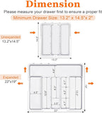 Spaclear Large Utensil Drawer Organizer Expandable Silverware Organizer for Kitchen Drawer Adjustable Cooking Utensil Holder Cutlery Flatware Tray Spatula Tools Gadgets Storage Dividers Plastic White