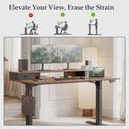 Klicelor 55 Inch Electric Standing Desk with Drawers, Adjustable Height Small Sit Stand Desk for Home Office, Compact Computer Workstation with Storage– Rustic Brown