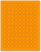 8-1/2 x 11" Fluorescent Labels for Laser & Inkjet Printer (Orange Fluorescent, 3/4" Round - 108 Per Page | 2700 Labels)