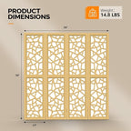 VINGLI 70'' H Room Divider, Non-Woven Fabric Privacy Screen, Indoor Partition Wall Dividers, Freestanding Hinged Space Separator with Modern Unique Pattern (Gold, 4 Panel)
