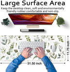Green Mouse Pad Boho Desk Mat,Speckled Textured Greens Cool Aesthetical Mouse Pad Desk Accessories for Women Office Decor Mousepad Keyboard Pad, Non-Slip Rubber Base with Stitched Edges 31.5x11.8In