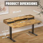 ExaDesk 55 x 30 Inch Electric Standing Desk with 2 Drawers, Adjustable Height Widened Stand Up Desk with Storage, Sit to Stand Ergonomic Workstation for Home Office, Rustic Brown