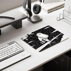 Auhoahsil Mouse Pad, 12 x 10 in Owl Theme Computer Mouse Pad for Desk, Premium-Textured Non-Slip Rubber Stitched Edges Waterproof Square Mouse Mat for Gaming Work Wireless Mice, Simple Black White