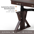 EUREKA ERGONOMIC Standing Desk, 63 inch Executive Desk w Drawers,Modern X-Shaped Leg Luxury Home Office Computer Desk w Monitor Stand,Smoked Oak