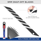 WORKPRO Premium Utility Knife Retractable Snap-off Blade, Heavy Duty Aluminum Box Cutter Set, Razor Knife Exacto Craft Knives, with 10 Extra 9mm Blades, Pack of 5
