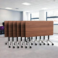 Goakwwuz Conference Room Table, Folding Conference Tables,Thicken Grey Tabletop,Flip Top Wooden Seminar Meeting Room Table for Conference Room Offices (6, Walnut, 47.2“)