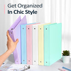 BinderX Extra Durable 3 Ring Binder, Round Ring 1 Inch Binders, Fits 175 Sheets of 8.5x11 Paper, Customizable View Cover with Inside Pockets, Cute 1" Binder, School Supplies for Girls, White