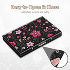 BWEGRHE Slim Credit Card Holder, Pink Cherry Blossom RFID Blocking Metal Wallet for Men & Women, Aluminum Minimalist Hard Case Pocket-Sized Business Cards Organizer (Fits Up to 10 Cards)