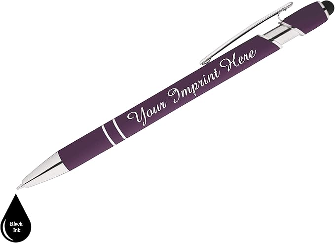 Up to 500 Pcs Custom Pens Bulk | Rainbow of Colors | Soft-Touch Metal Black Ink Personalized with Name or Message (Purple, 1000 pcs)
