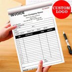 Custom Invoice Book in 3-Part /2-Part Receipt Book with Carbon Copies Personalized Carbonless Service Invoice Form Books Sales Order Book with Company Name Logo Address,E-Invoice Book with Logo