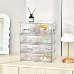 Stebopum 3 Pack Stackable Storage Drawers Clear Acrylic Organizer Makeup Bathroom Organizer and Storage for Beauty Supplies,Ideal for Vanity, Cabinet,Bathroom,Pantry Organization