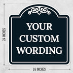 Custom Decorative Sign, Personalized Metal Sign for Business, Driveway, Home, Airbnb, Office Door Plaque, Black Background Sign, 24x24 Inches, ACM, Fade Resistant, Made in USA by Sigo Signs