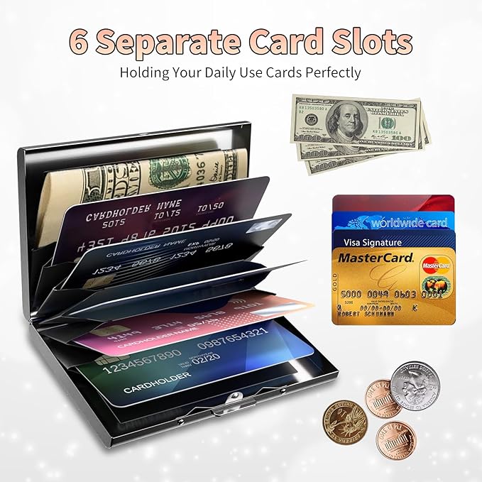 BWEGRHE Slim Credit Card Holder, Hummingbird Floral Sakura RFID Blocking Metal Wallet for Men & Women, Aluminum Minimalist Hard Case Pocket-Sized Business Cards Organizer (Fits Up to 10 Cards)