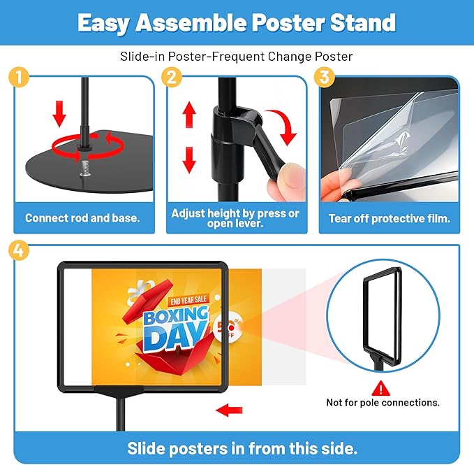 VAIIGO Sign Holder Stand 8.5 x 11, Adjustable Poster Stand for Table Top & Floor, Signage Display Stands, Floor Standing Sign Holder for Advertisement, Tradeshow, Store, Business, 2 Pack