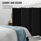 VEVOR Room Divider, 6 Panel Room Divider, Folding Privacy Screen and Portable Partition Divider for Room Separation, Freestanding Room Partitions for Office, Bedroom, Study, Black