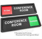Conference Room Sign – In Use/Available Slide Switch Sign, Premium Durable Acrylic Material, Super Strong Self-Adhesive, Quick Installation, Suitable For Your Home And Business (9×3 Inches, Black)