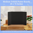 AKONEGE 12Pcs Medium Trifold Poster Board, 26" x 16" Black Corrugated Cardboard Tri Fold Poster Boards for School Projects, Presentations, Science Fair, Photo Display, Art Exhibition