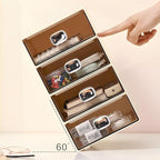 Spacious Desk Drawers, Stackable Desktop Organizer, Plastic Storage Box for Office, School & Home Supplies (1 Middle & 2 Small Drawers, Cream)
