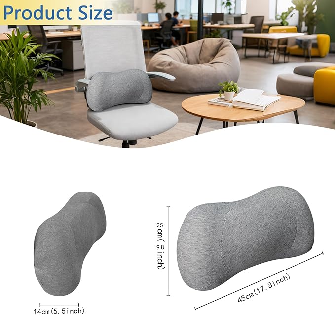 RaoRanDang Lumbar Support Pillow, Back Support for Office Chair Car Ergonomic Memory Foam Lumbar Support Pillow Fatigue Relief, Comfort and Support Your Back