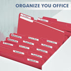 File Folder, PANDRI 120 Pack File Folder, 1/3 Cut Tab, Letter Size, Filing Folder for Office School Business, Red