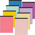 Fuutreo 8 Pcs 8.5'' x 11'' Colored Legal Pad Writing Pads Narrow Ruled 50 Sheets Per Notepad Perforated Writing Notepad Office Supplies for College Office Business (Childlike Color)