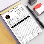 Custom Invoice Book in 3-Part /2-Part Receipt Book with Carbon Copies Personalized Carbonless Service Invoice Form Books Sales Order Book with Company Name Logo Address,B-Order Form Book