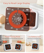 MeesMeek Digital Visual Timer - Max 11H 59M Rechargeable Countdown Timer with VA Display, Clear Digits, Adjustable Volume and Brightness, Magnetic Digital Timer for Kitchen, Classroom, Office (White)