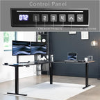 VIVO Electric Corner 84 x 63 inch L-Shaped Standing Desk, Memory Height Adjustment, Black Top Black Frame, DESK-E3CTBB-84