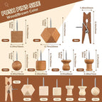 GOOLADA 200Pcs Wood Push Pins 7 Types and 2 Colors Wood Tacks Cute Push Pin Thumb Tacks for Decorative Wooden Push Pins for Cork Board Cute Pushpins for Bulletin Board Prayer Board Supplies for Women