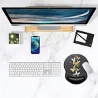 ITNRSIIET Ergonomic Mouse Pad with Gel Wrist Support Small Wrist Rest Smooth Surface Non-Slip PU Base Comfortable Office Supplies Pain Relief, 8.7 x 7.2 inches, Golden Butterfly