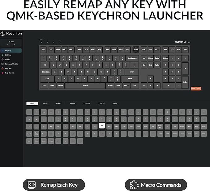 Keychron V6 Max Wireless Custom Mechanical Keyboard, 2.4 GHz Bluetooth QMK Full-Size Layout RGB with Hot-swappable Gateron Brown Switch Compatible with Mac Windows Linux