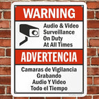 SmartSign 30 x 24 inch “Warning - Audio & Video Surveillance On Duty At All Times” Bilingual Sign, 80 mil Laminated Rustproof Aluminum, Red, Black and White, Made in USA
