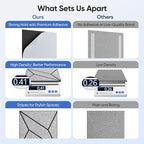 UNECHO 12 Pack 12" X 12" X 0.47" Acoustic Panels for Wall Sound Absorbing, Dual-Color P-Stripes Square Self-Adhesive Sound Panels, High Density Suitable for Multiple Scenarios(Black+SilverGray)