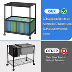 Sbanmao Rolling File Cart, Mobile Hanging File Cabinet with Wheels, Filing Cabinet Organizer Printer Stand File Organizer File Cabinet for Home Office, Black (120~150 Letter-Size Files)