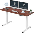 FLEXISPOT E6 3-Stage Dual Motor 60 x 24 Electric Standing Desk Sit Stand Up Desk, Holds 220 lbs, Adjustable Height w/Memory Presets, One-Piece Mahogany Desktop & White Frame, Ships in 2 Boxes