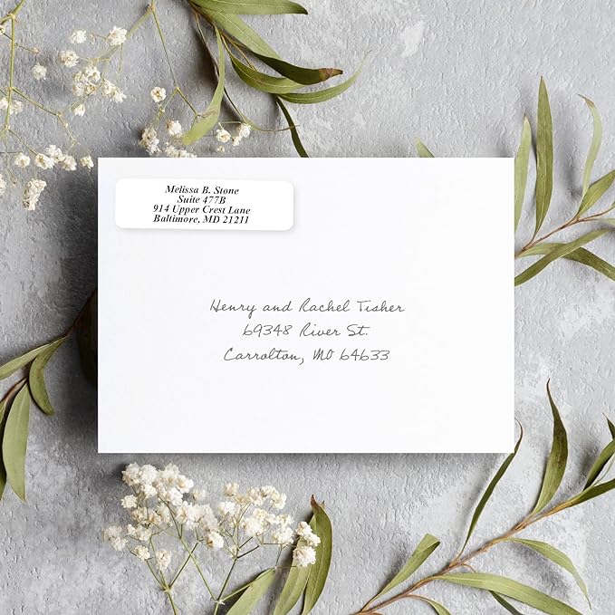 White Personalized Return Address Labels Without Dispenser - Roll of 500 Custom Stickers