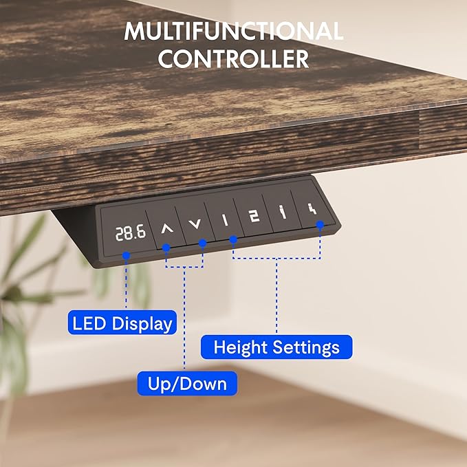 FLEXISPOT EN2 Whole-Piece Standing Desk with Clamp Power Strip, 48 x 24'' Electric Stand Up Height Adjustable Desk with Cable Management (Gray Frame + 48" Rustic Brown Desktop, 2 Packages)