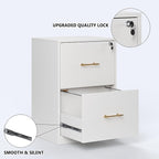 GFGWXW 2 Drawer Vertical File Cabinet with Lock, Suitable for Letter/A4/F4/Legal Size Hanging Files,Small Wood Filing Storage Cabinets Printer Stand for Home Office,White
