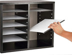AdirOffice Wooden Adjustable Literature Organizer, 12 Compartment Office Mailbox, or Classroom Literature Organizer, Black