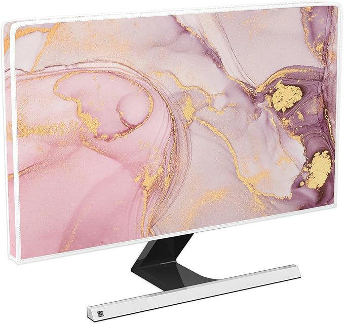 Baocicco Pink Gold Marble Waterproof Screen TV Cover 75 Inch Decorative Modern Television Cover for Home TV Screen Texture Dust Proof Monitor Covers for Television Screen LED LCD OLED TVs