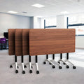 Goakwwuz Conference Room Table, Folding Conference Tables,Thicken Grey Tabletop,Flip Top Wooden Seminar Meeting Room Table for Conference Room Offices (4, Walnut, 70.8”)
