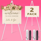 2 Pack White Easel Stand for Sign & Poster - 63" Adjustable Metal Easels for Wedding Welcome Sign, Painting, Canvas, Art Display - Portable Folding Tripod with Carry Bag, Holds 5 Lbs