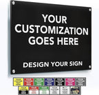 Custom Metal Signs, Personalized Aluminum, Business Safety Signs, Waterproof Outdoor, White Aluminum (10x7 In, Black Background)